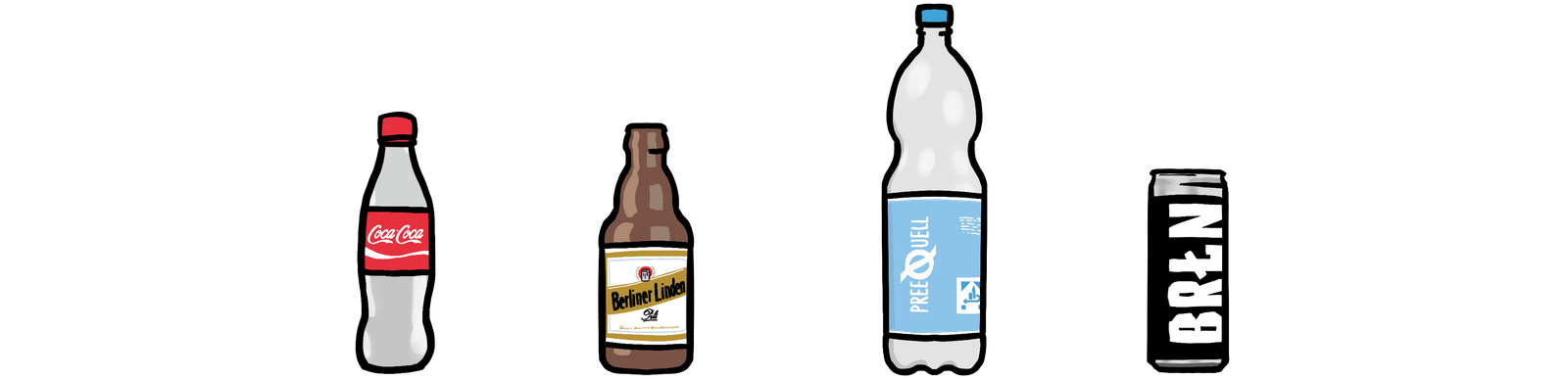 Illustration of bottles with a deposit (Pfand)