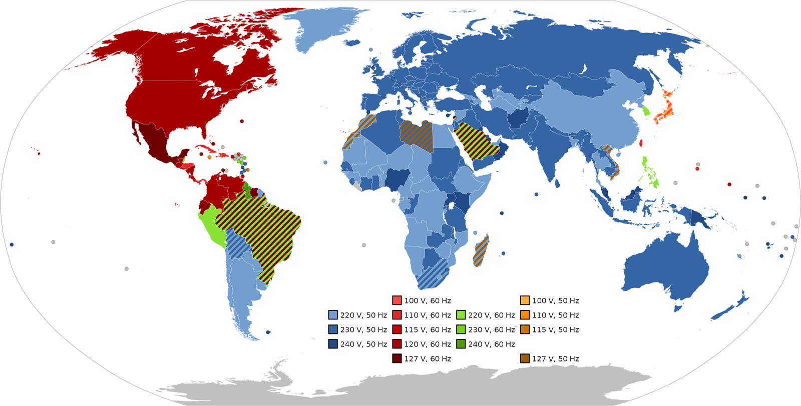 Power socket voltage by country