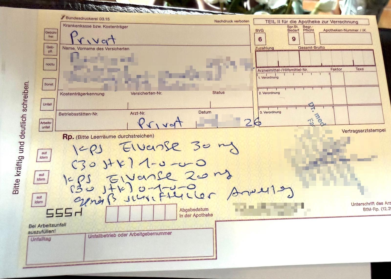 Bring this prescription to a pharmacy German prescription for ADHD medication