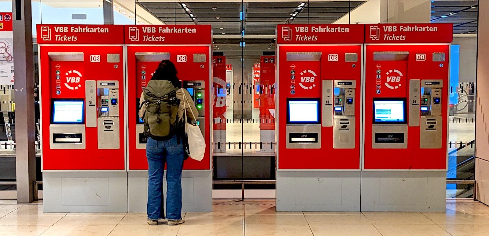 A public transit ticket machine at the Berlin-Brandenburg airport