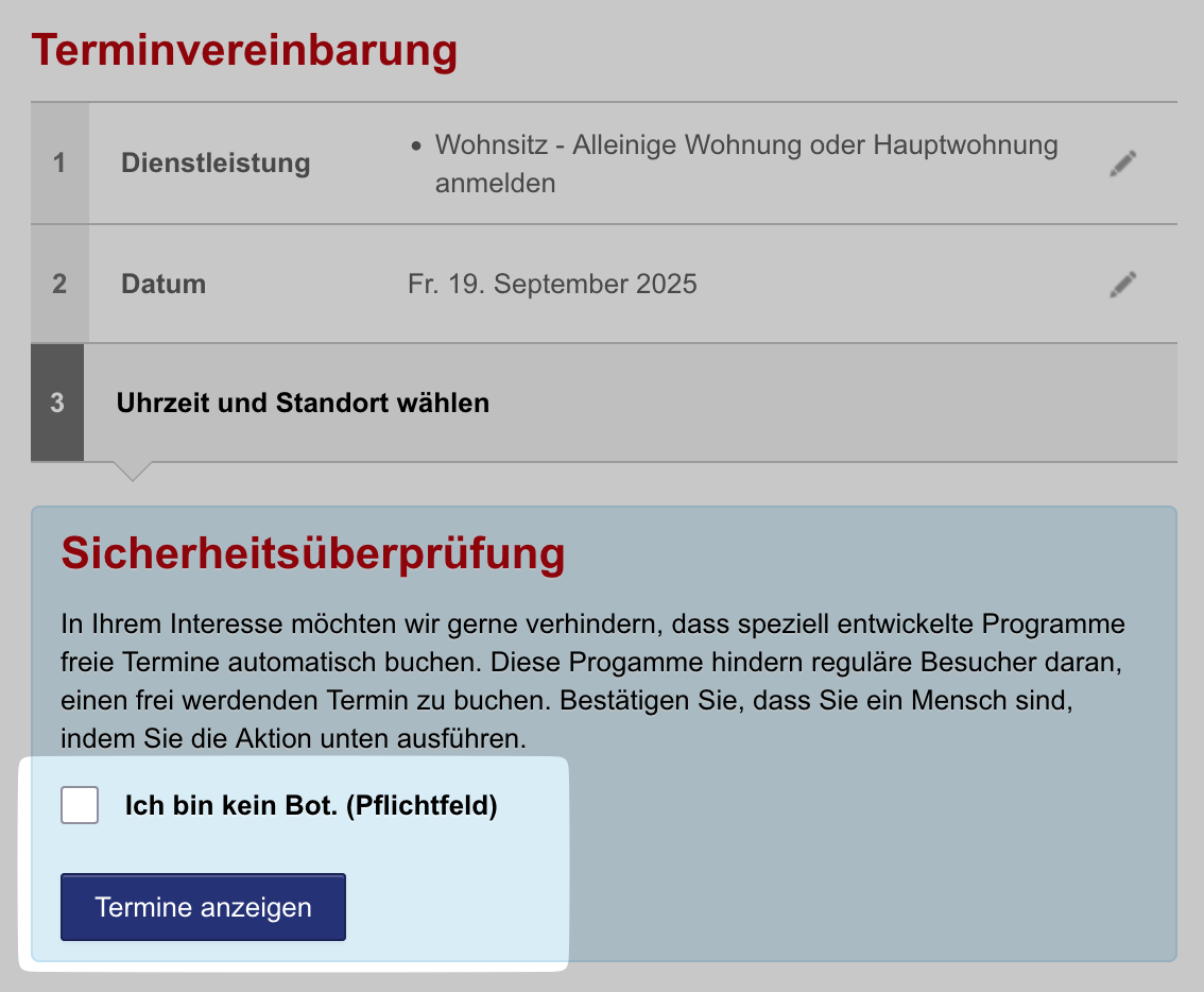 Berlin.de appointment bot check