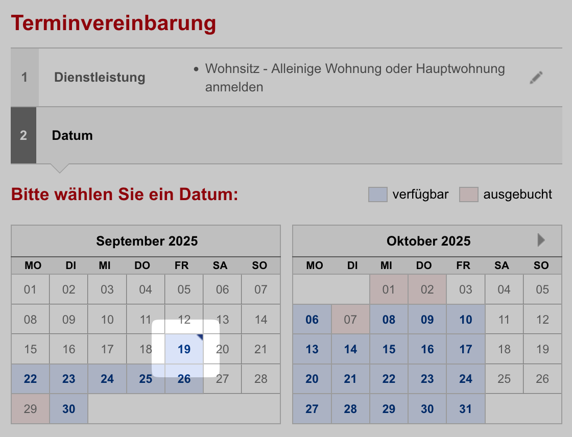 Berlin.de appointment calendar
