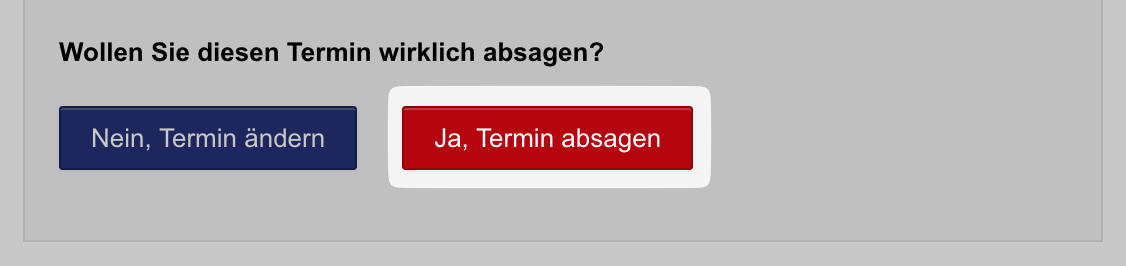 Instructions to cancel a Bürgeramt appointment - Step 3