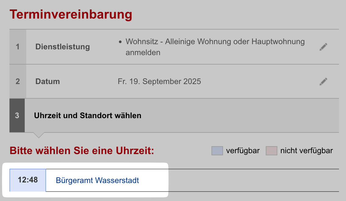 Berlin.de appointment time and location