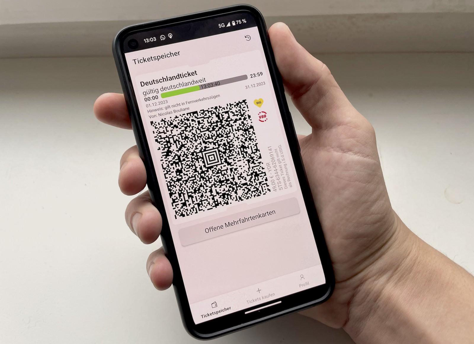 A digital Deutschland Ticket in the BVG app