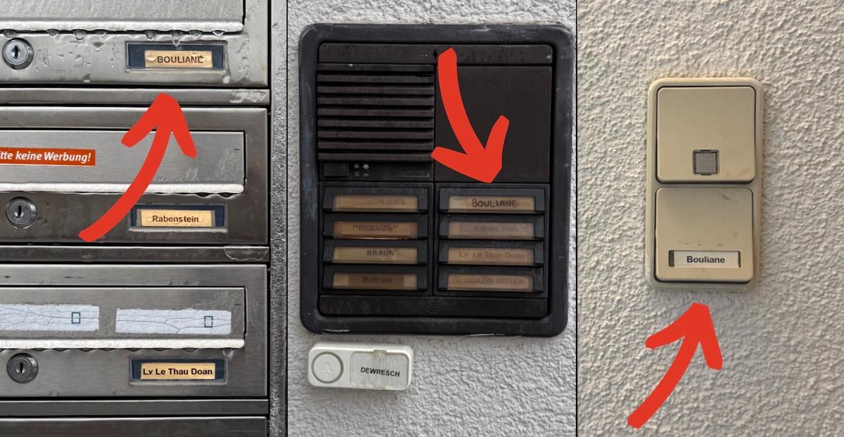German apartment doorbell with names