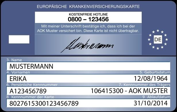 Example European Health Insurance Card Example European Health Insurance Card