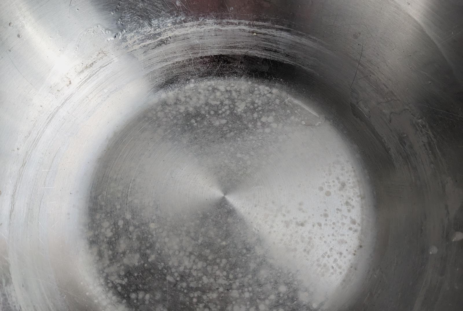 Limescale deposit in a cooking pot