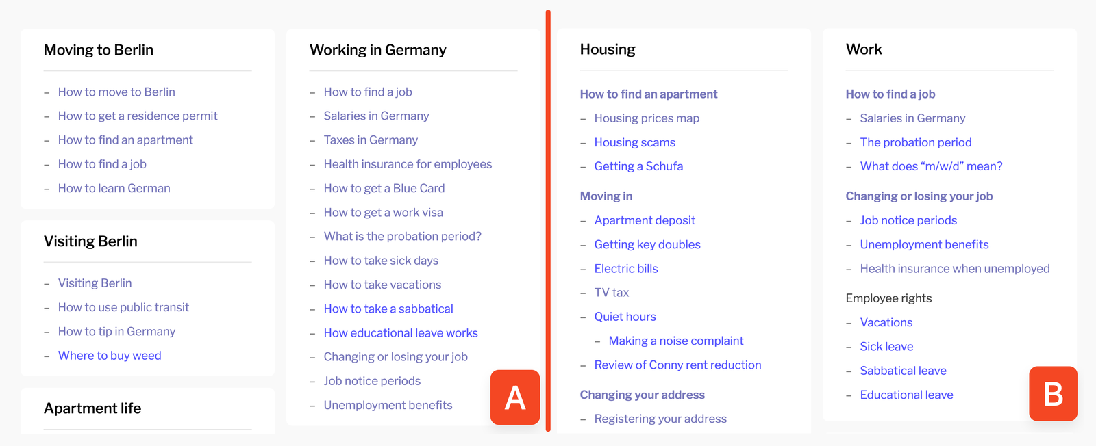 Redesigned guides page