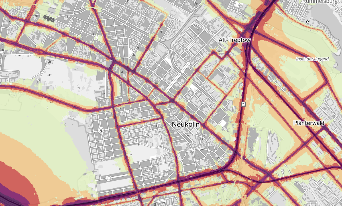 Noise pollution in Berlin Map of noise pollution in Berlin