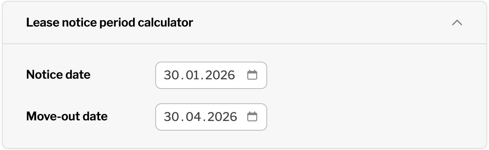 "Lease notice period calculator"