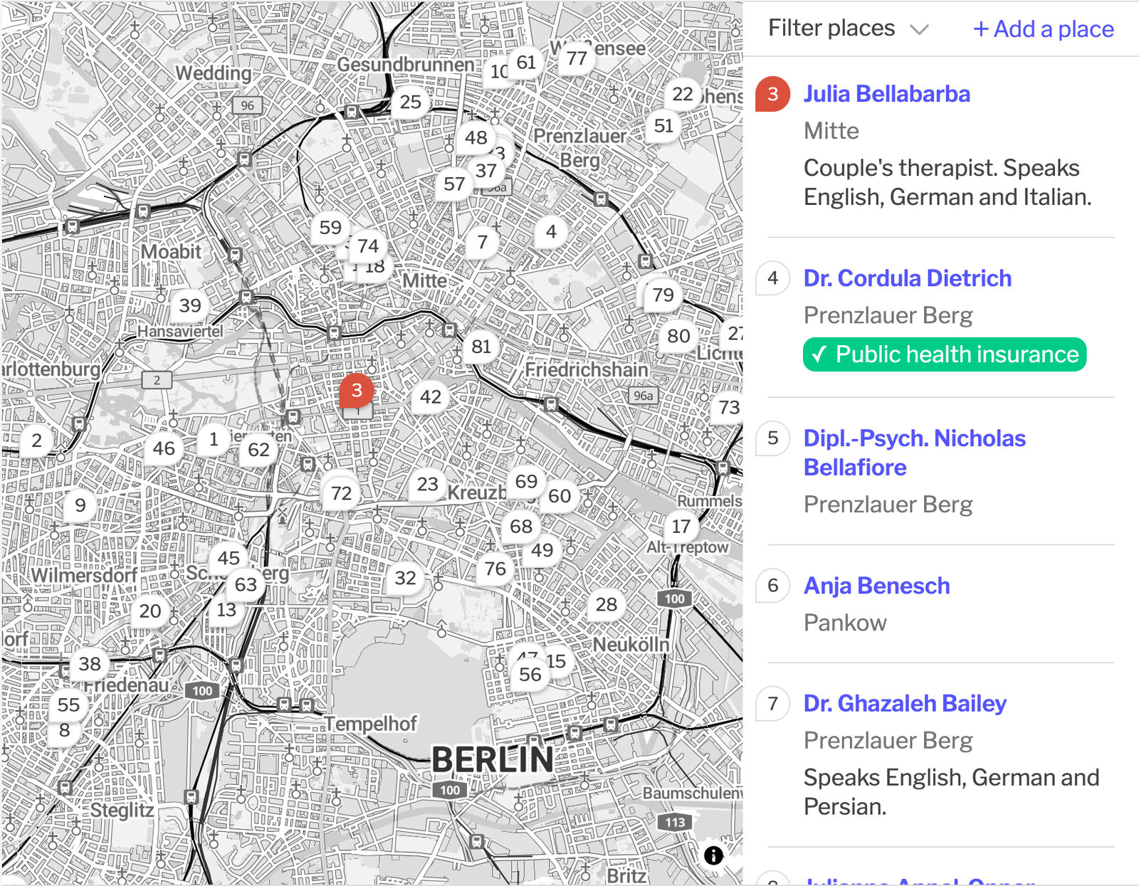 The redesigned places map