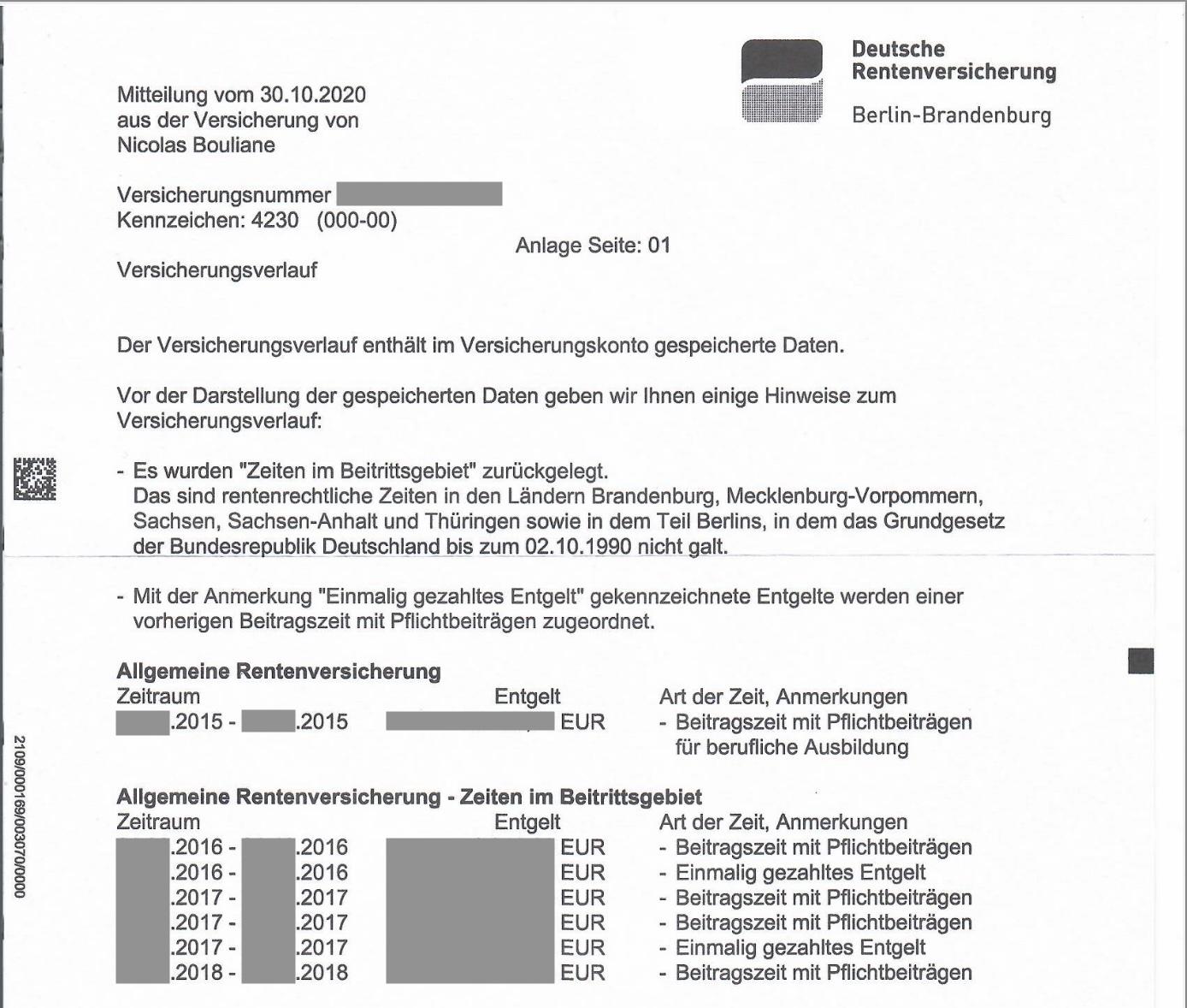 Example Versicherungsverlauf